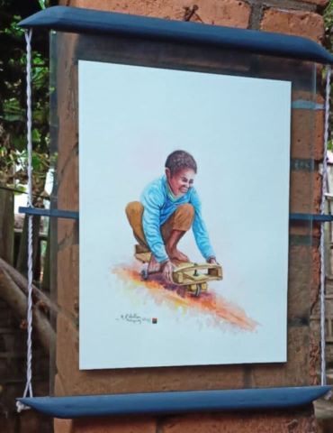 Kalesa Aquarelle sur papier avec cadre